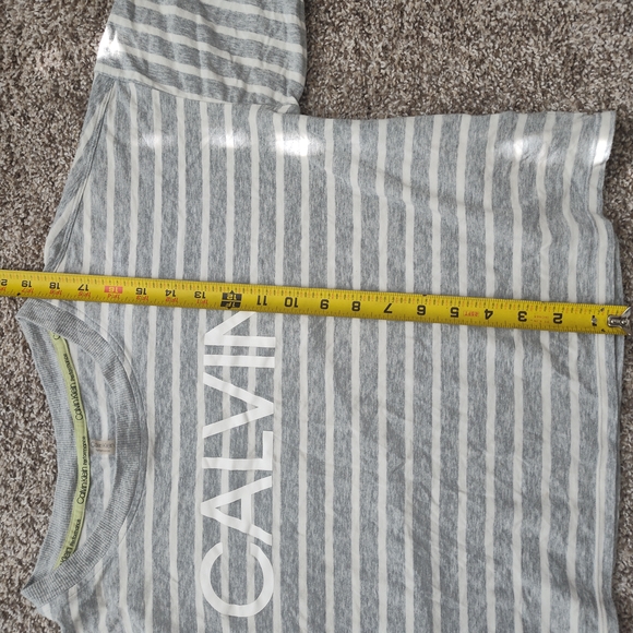 Calvin Klein Gray and White Striped Short Sleeve Tee - Picture 5 of 5